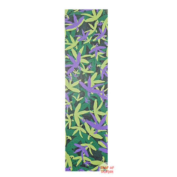Grizzly - Green And Purple Leaves Bear Cut-Out Skateboard Griptape