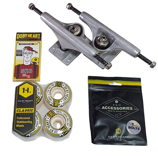 DBH - Quick Complete Skateboard Parts - Trucks + Wheels + Bearings + Hardware