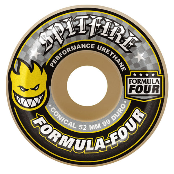 Spitfire - 52MM 99DU Formula Four Conical Yellow Skateboard Wheels