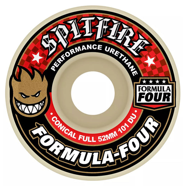 Spitfire - 53MM 101DU Formula Four Conical Full Red Skateboard Wheels