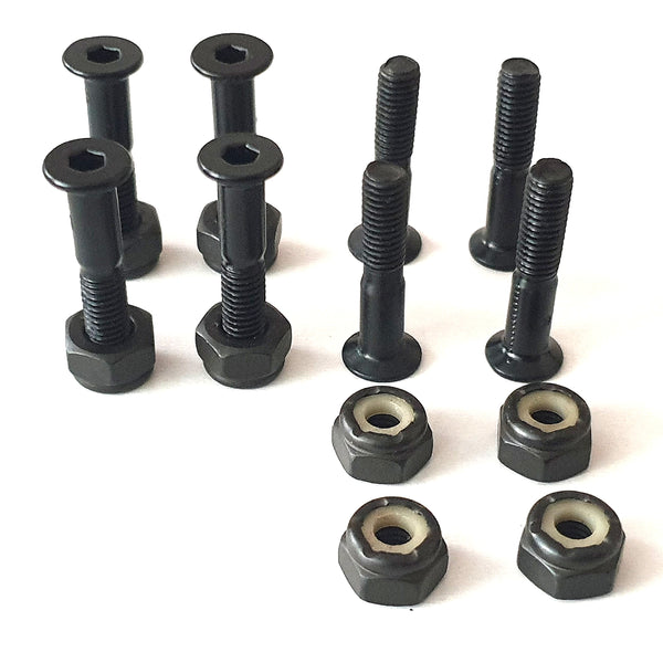 Black - 1.0" Bolts & Nuts Skateboard Hardware